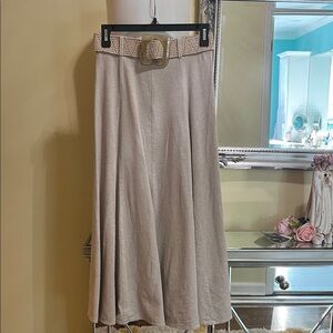 Zara Cream A-Line Skirt with Belt